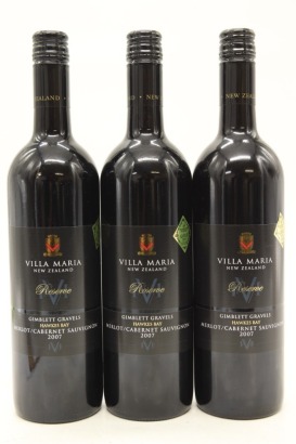 (3) 2007 Villa Maria Reserve Merlot - Cabernet Sauvignon, Gimblett Gravels