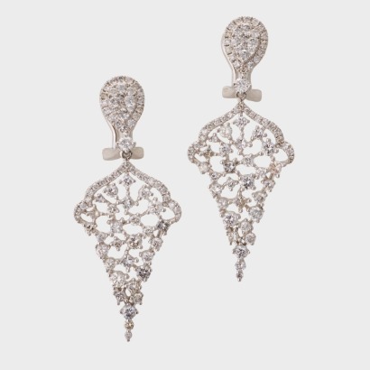 18ct White Gold, 2.74ct Diamond Drop Earrings - Near new