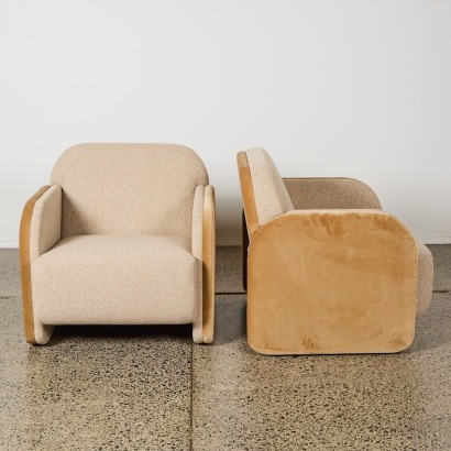 A Pair of Soren Liv Livia Occasional Chairs In Biscuit And Dijon