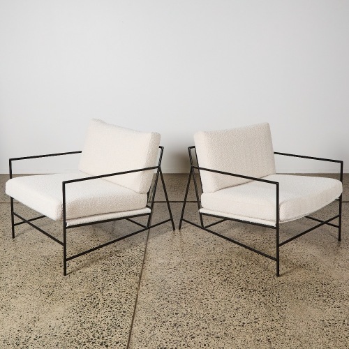A Pair of Penn Occasional Chairs In Oat Boucle And Black