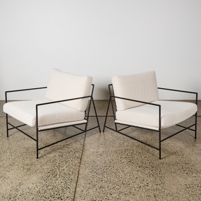 A Pair of Penn Occasional Chairs In Oat Boucle And Black