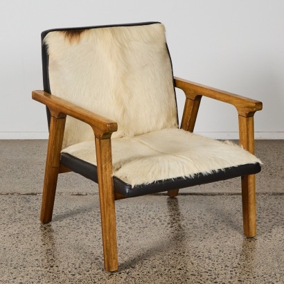 A Goats Hair Occasional Chair With Teak Frame