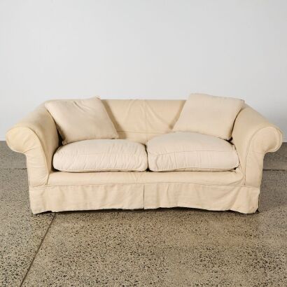 A Rolled Arm Linen Sofa A/F