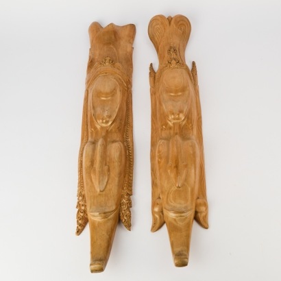 A Pair of Carved Masks, Bali