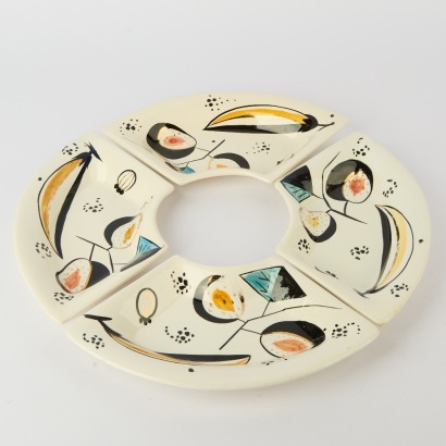 A collection of four Mid-century Handpainted Plates Made in Italy