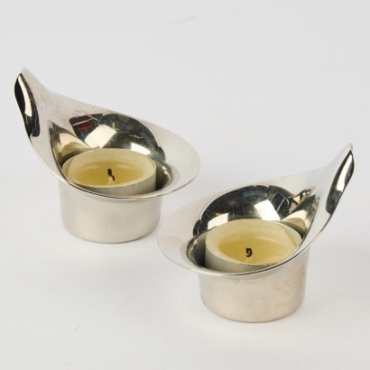 A pair of Gerog Jenson Lilia Tealight holders by Todd Bracher