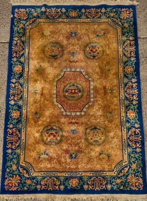 A Large Vintage Peking Sculpted Rug