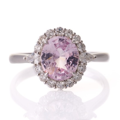 18ct White Gold, 2.09ct Pink Sapphire / 0.47ct Diamond Ring