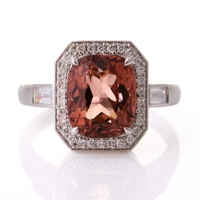 18ct White Gold, 4.45ct Pink Tourmaline / 0.37ct Diamond Ring