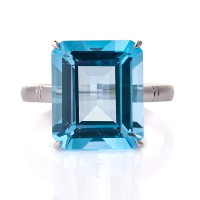 9ct White Gold, 10.56ct Blue Topaz Cocktail Ring