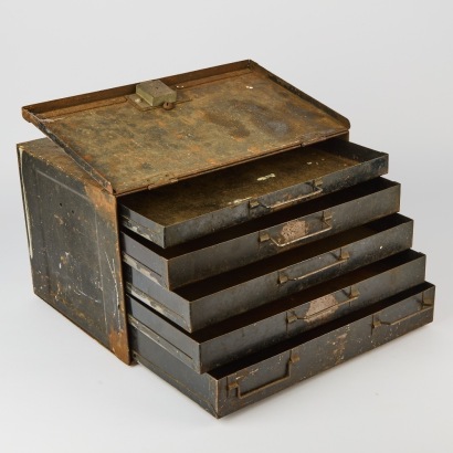 An Antique Metal Engineers Tool Box