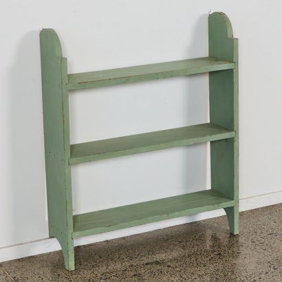 A Vintage Painted Rimu Wall Hung Shelf