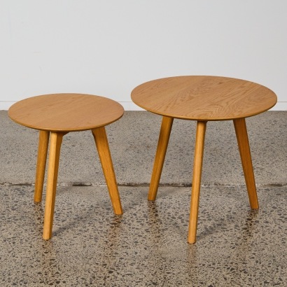 A Pair of Oak Circular Oak Side Tables