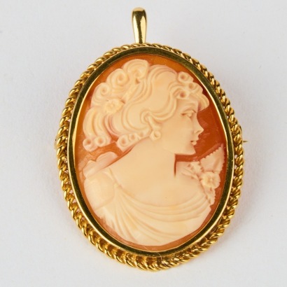A Cameo Brooch/Pendant with 9 Karat Gold Bordering