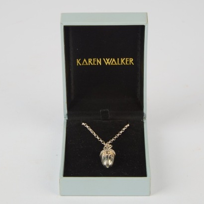 A Karen Walker Sterling Silver Acorn Pendant and Chain