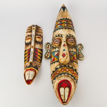 A Pair of Vintage New Guinea Hand-Crafted Mask