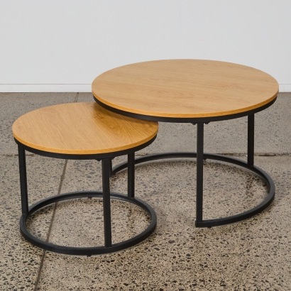 A Pair of Modern Circular Nest Tables
