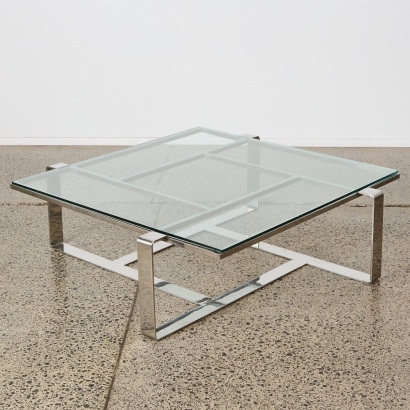 A Vintage Pieff Style Chrome and Glass Coffee Table