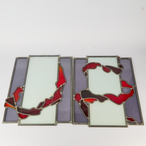 A Pair of Stained-Glass Art Wall Hangings