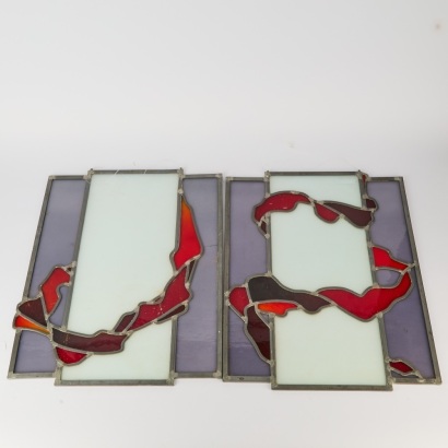 A Pair of Stained-Glass Art Wall Hangings