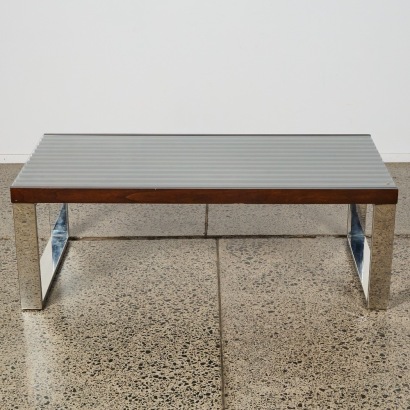 A Chrome & Wood Slat Coffee Table