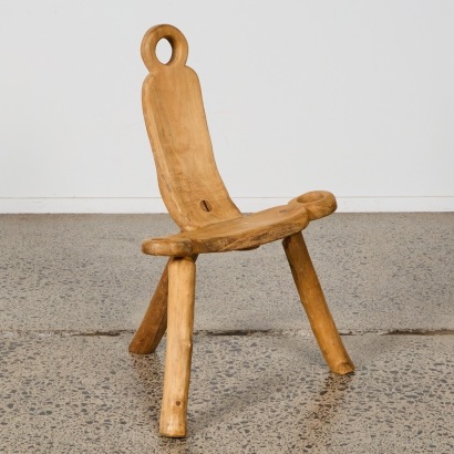 A Spanish Brutalist Carved Chair