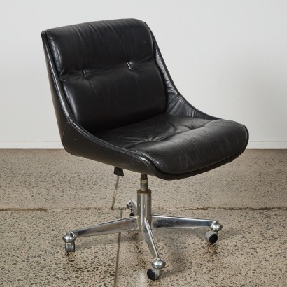 A Vintage Seventies Jean Gillon Leather Desk Chair, Brazil