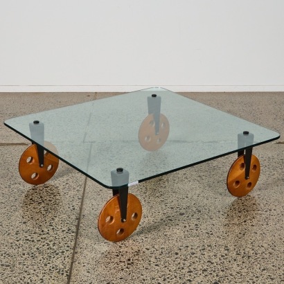 A Vintage Gae Aulenti Tavolo Con Ruote Coffee Table For Fontana Arte