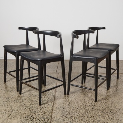 A Set of Four Hans Wegner Elbow Bar Stools Replica