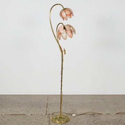 A Brass Tulip Lead Light Standard Lamp