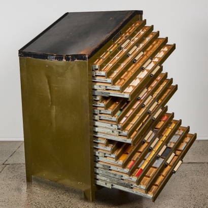 A Vintage Ludlow Mat Cabinet Letterpress 14 Drawers c.1950s