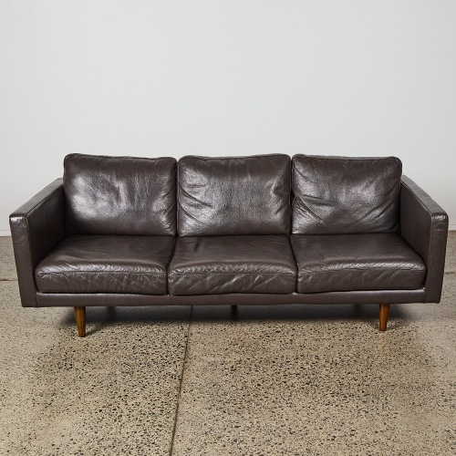 A 'Copenhagen' Chocolate Mid-Century Style Leather Sofa