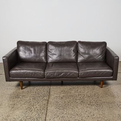 A 'Copenhagen' Chocolate Mid-Century Style Leather Sofa