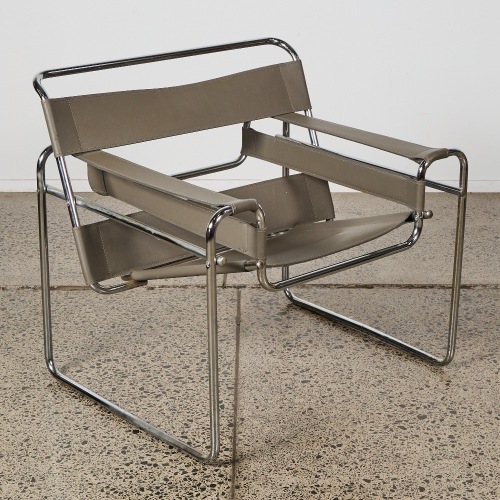 A Grey Leather Wassily Style Chair