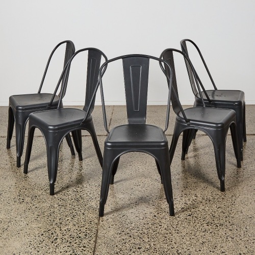 A Set of Tolix Style Dining Chairs