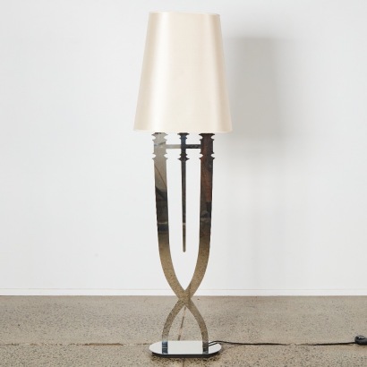 A Sculptural Mirrored Floor Lamp