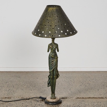 A Vintage Iron Female Form Lamp