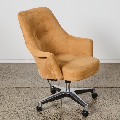 A Vintage New Zealand-Made Beige Upholstered Office Chair