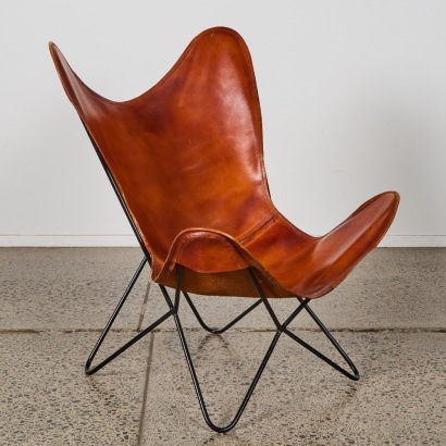 A Brown Leather Butterfly Chair