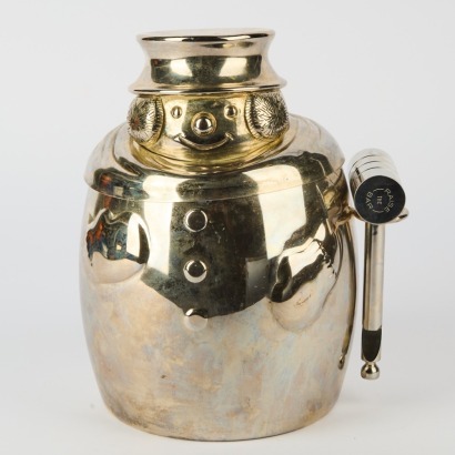 A Vintage American Snowman Ice Bucket with Shovel Tongs