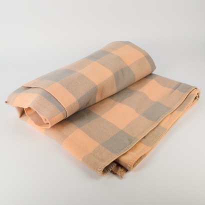 A Wool Pink and Grey Check Blanket
