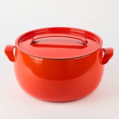 A Vintage French Cast Iron Pan with Lid
