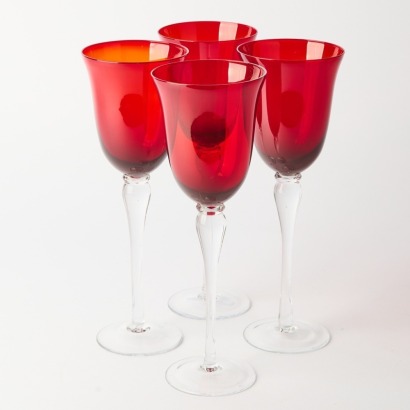 A Collection of Vintage Ruby Red Glass Cups