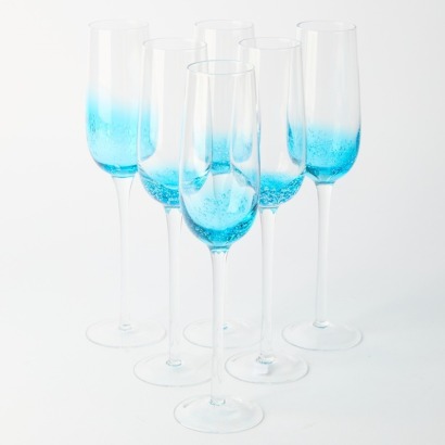A Collection of Six Blue Glass Cups