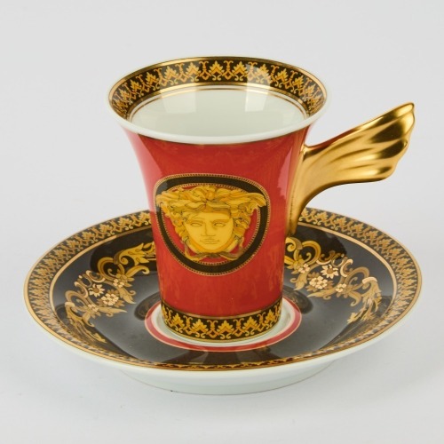 A Versace Rosenthal Medusa Cup and Saucer