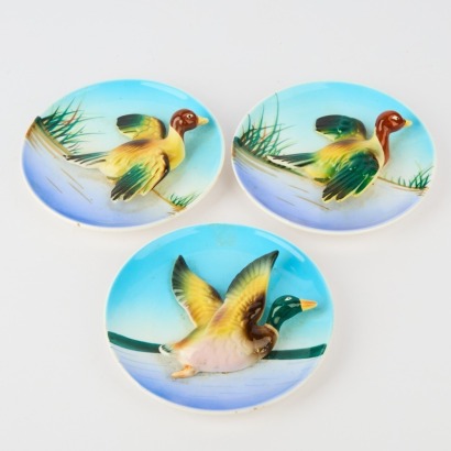 A Set of Three Flying Duck Wall Tiles