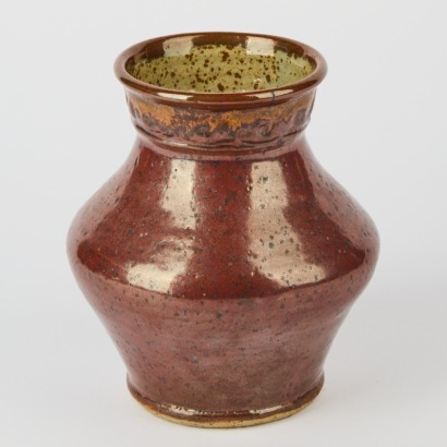 A Barry Brickell Tenmoku Vase with Impressed Koru Banding