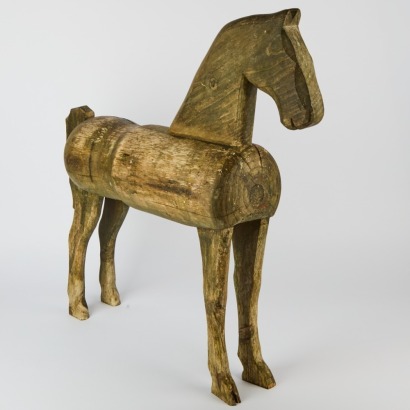A Vintage French Folk Art Wooden Horse