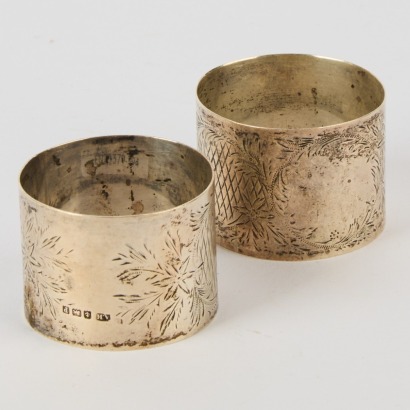 A Pair of Sterling Silver Napkin Rings, with Hallmarks