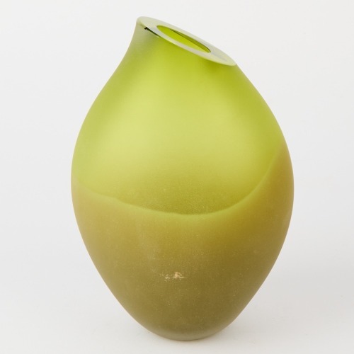 A Matte Green Murano Style Art Glass Vase